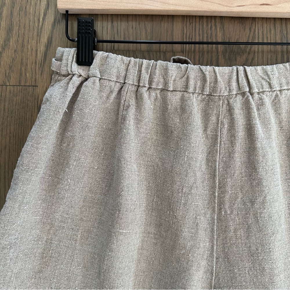 Vintage 100% Linen High-Waisted Textured Shorts in Khaki / Tan Size Large - Picture 6 of 6